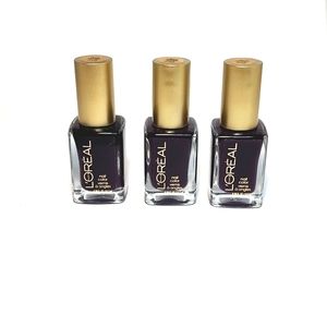 LOT of 3 pcs Loreal #710 Almost Midnight nail color. Purple